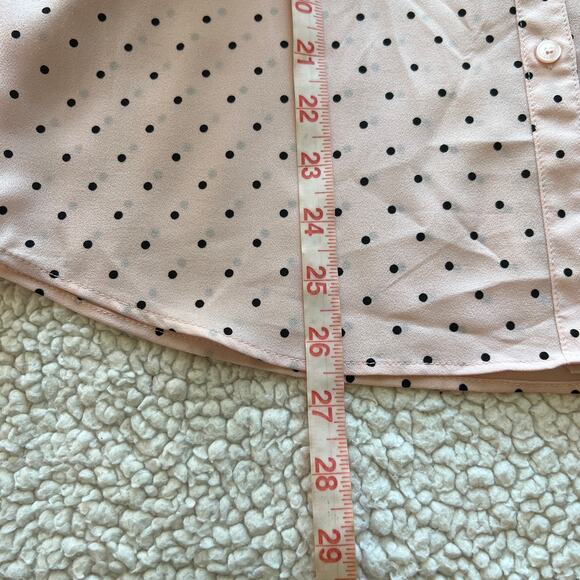 Talbots Long Sleeve Button Up Pink Polka Dot Sheer Blouse Small - Picture 13 of 13
